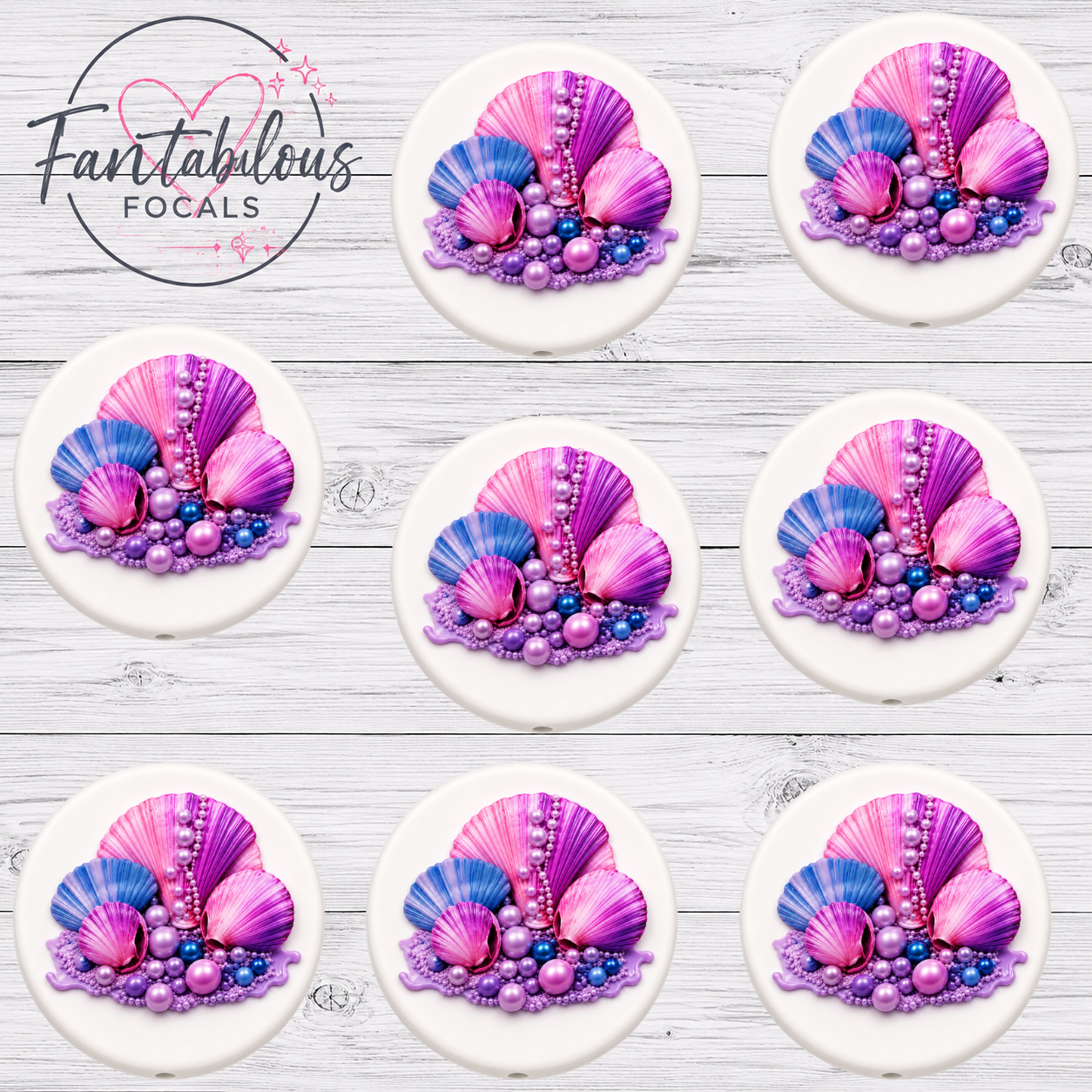 30mm Seashells Custom Exclusive Silicone Focal Bead