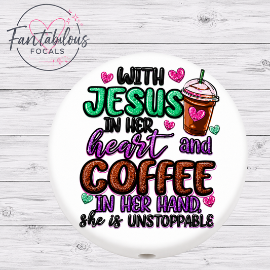 With Jesus in Her Heart Focal Bead