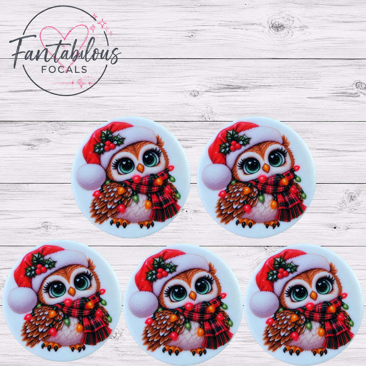 Christmas Owl Silicone Focal Bead