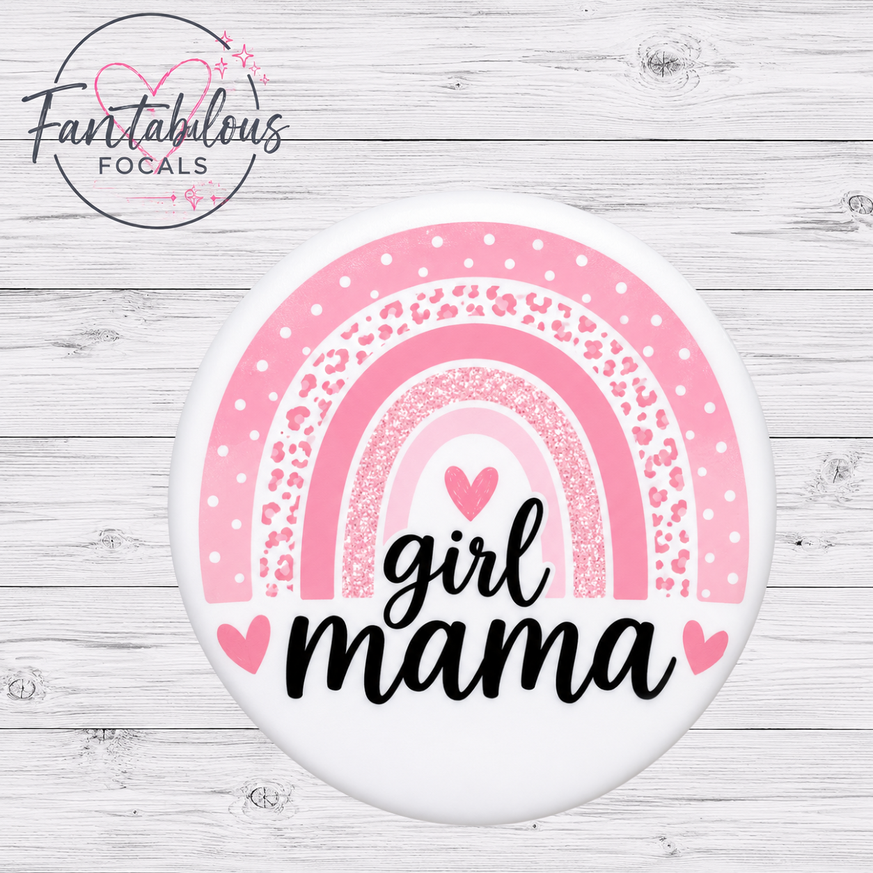 Pink Rainbow Girl Mama Focal Bead
