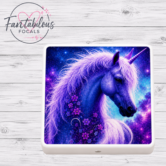 Purple Galaxy Unicorn Square Focal Bead