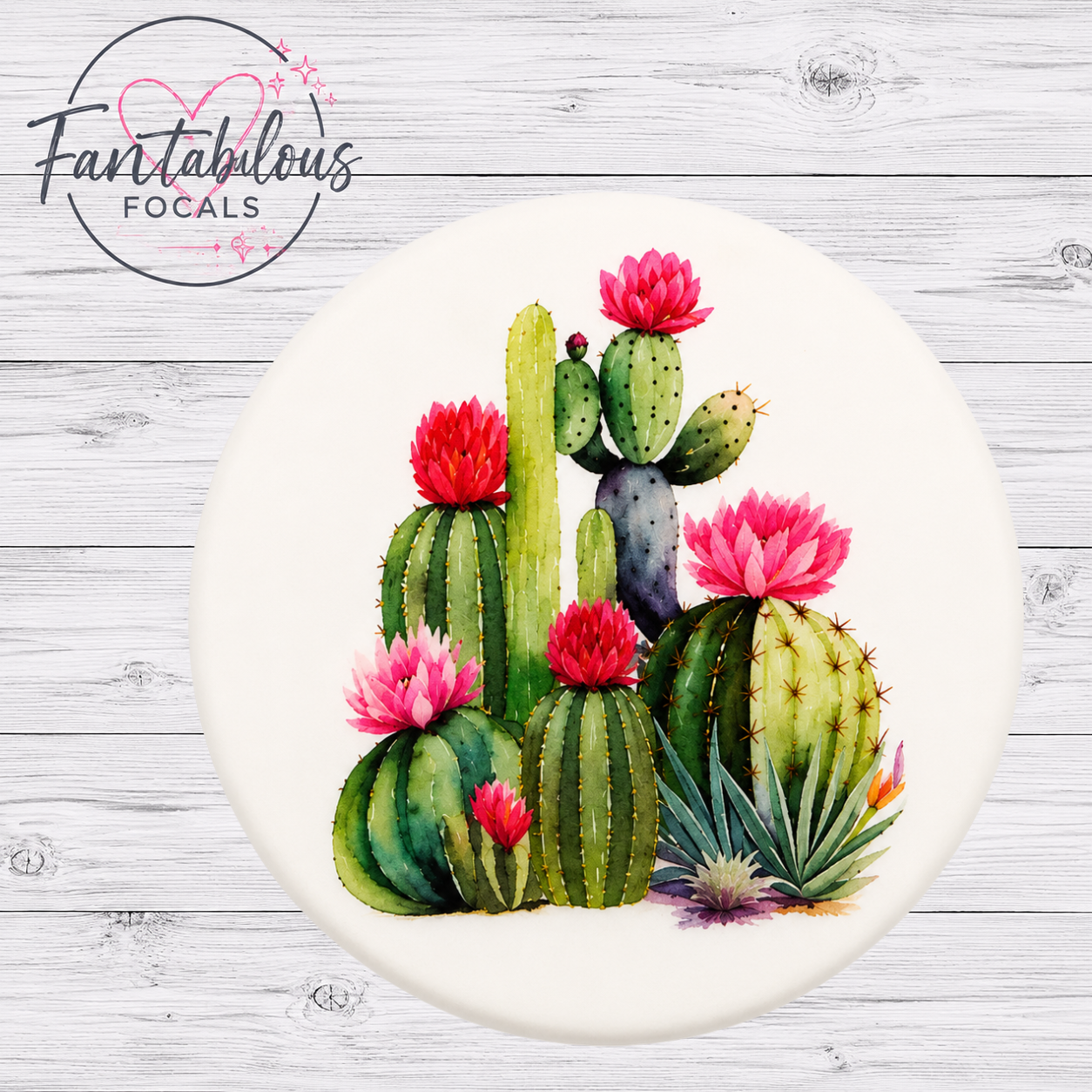30mm Blooming Cactus Custom Silicone Focal Bead