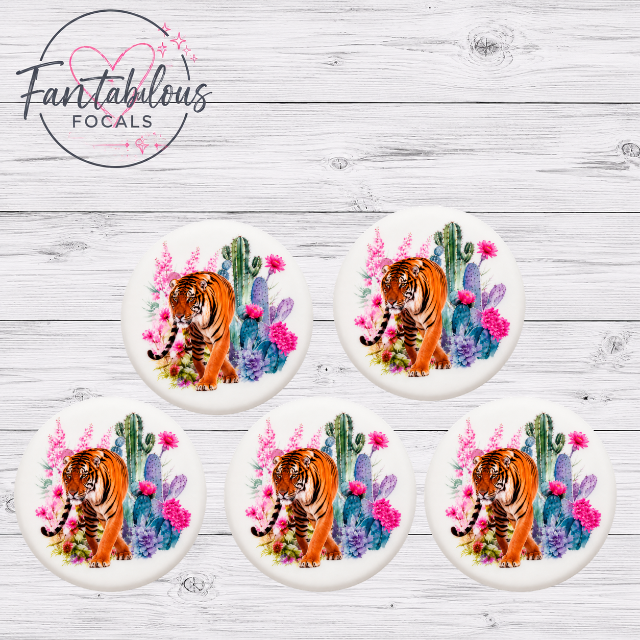 Tiger Cactus Floral Focal Bead