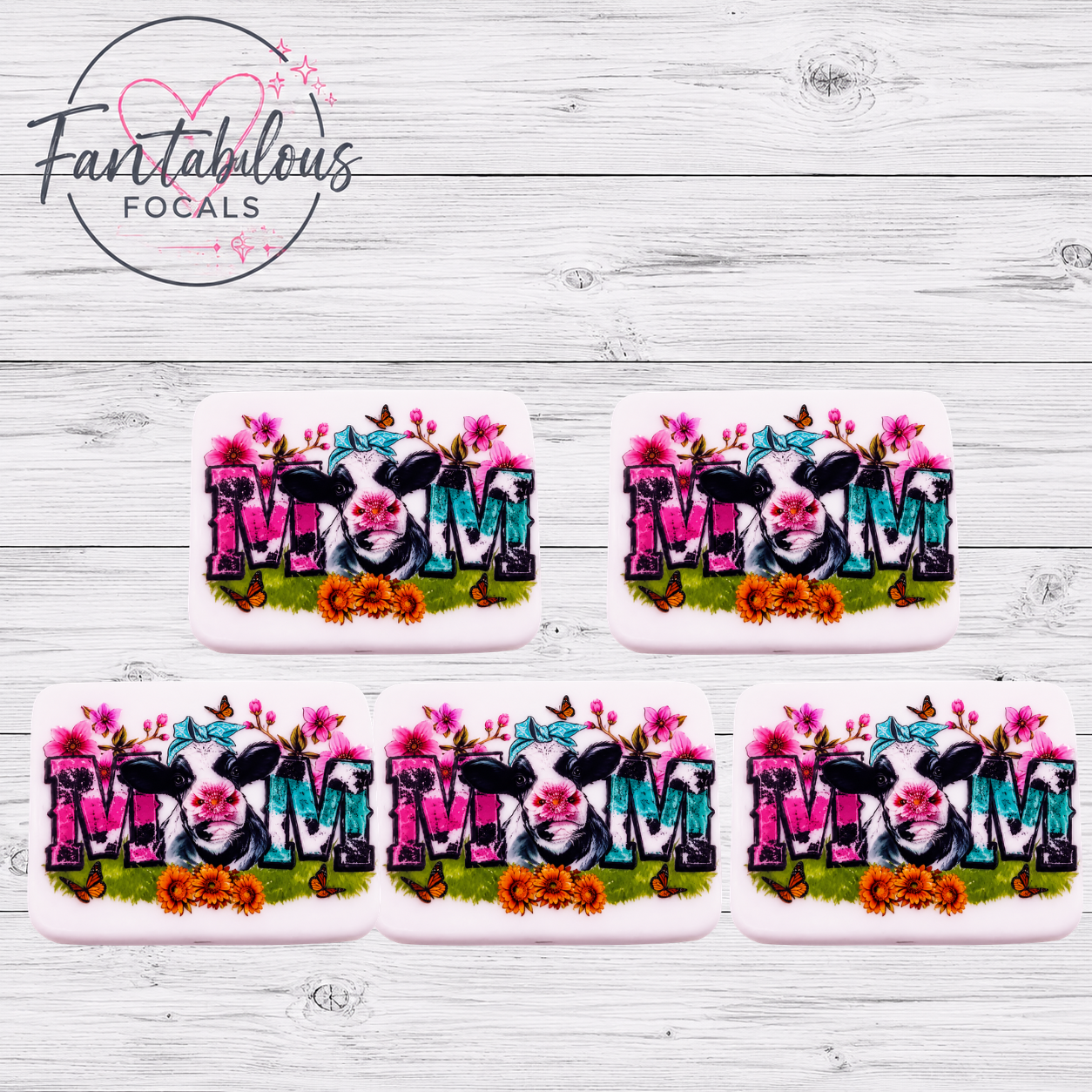 30mm Cow Mom Silicone Focal Bead