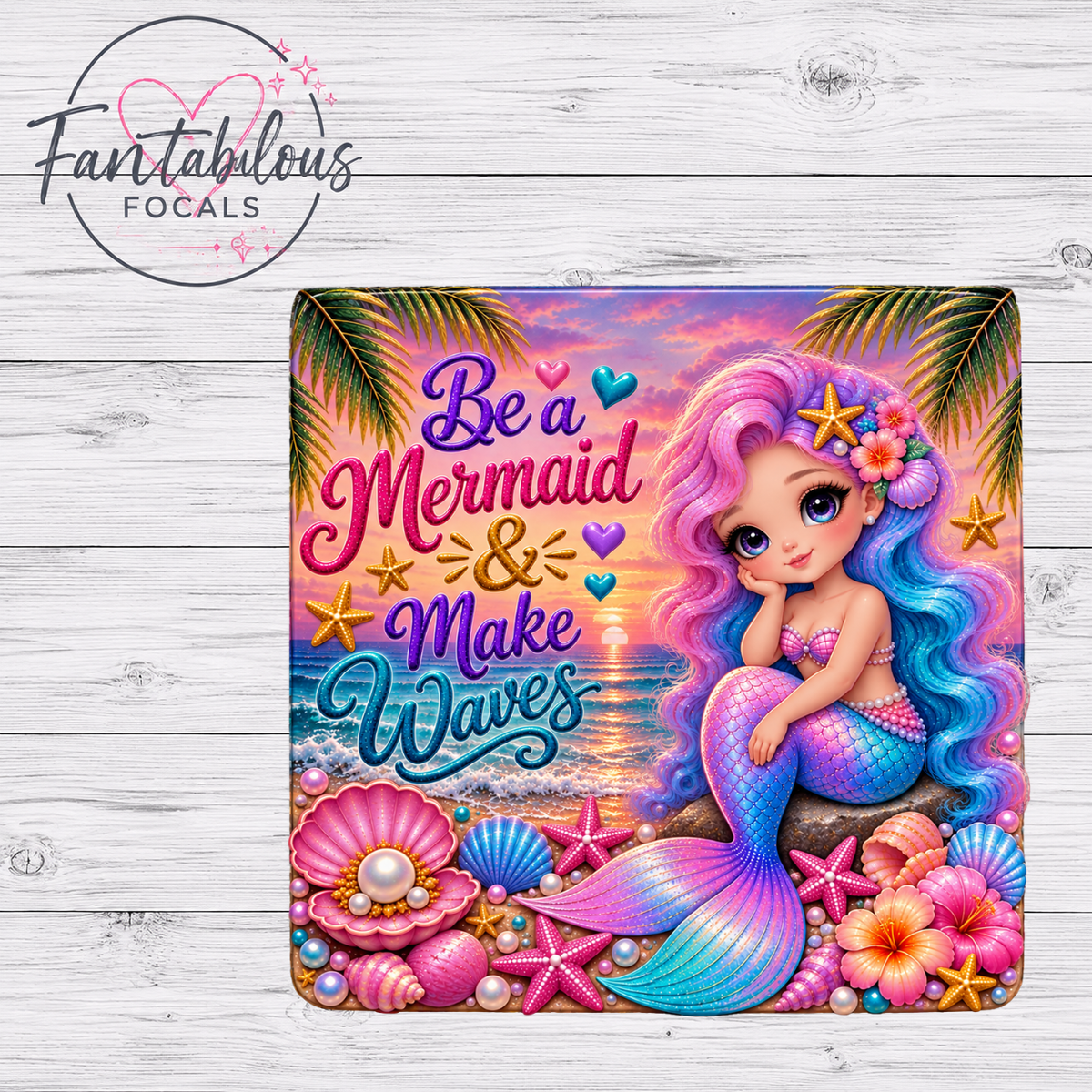 Be a Mermaid & Make Waves Silicone Focal Bead