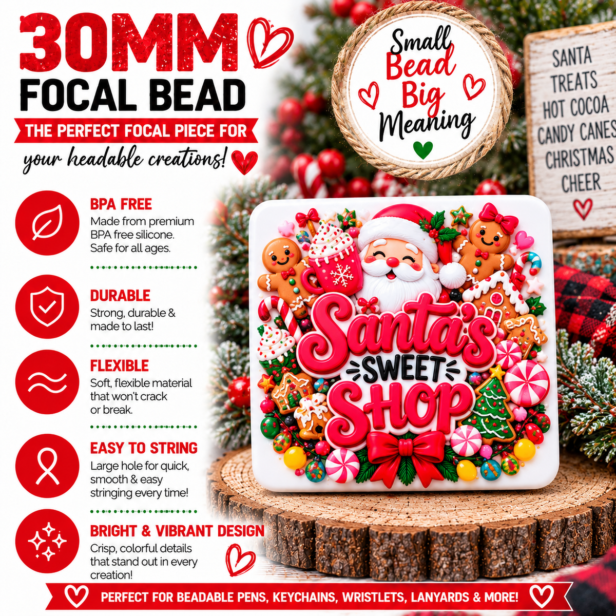 Santa's Sweet Shop Silicone Focal Bead