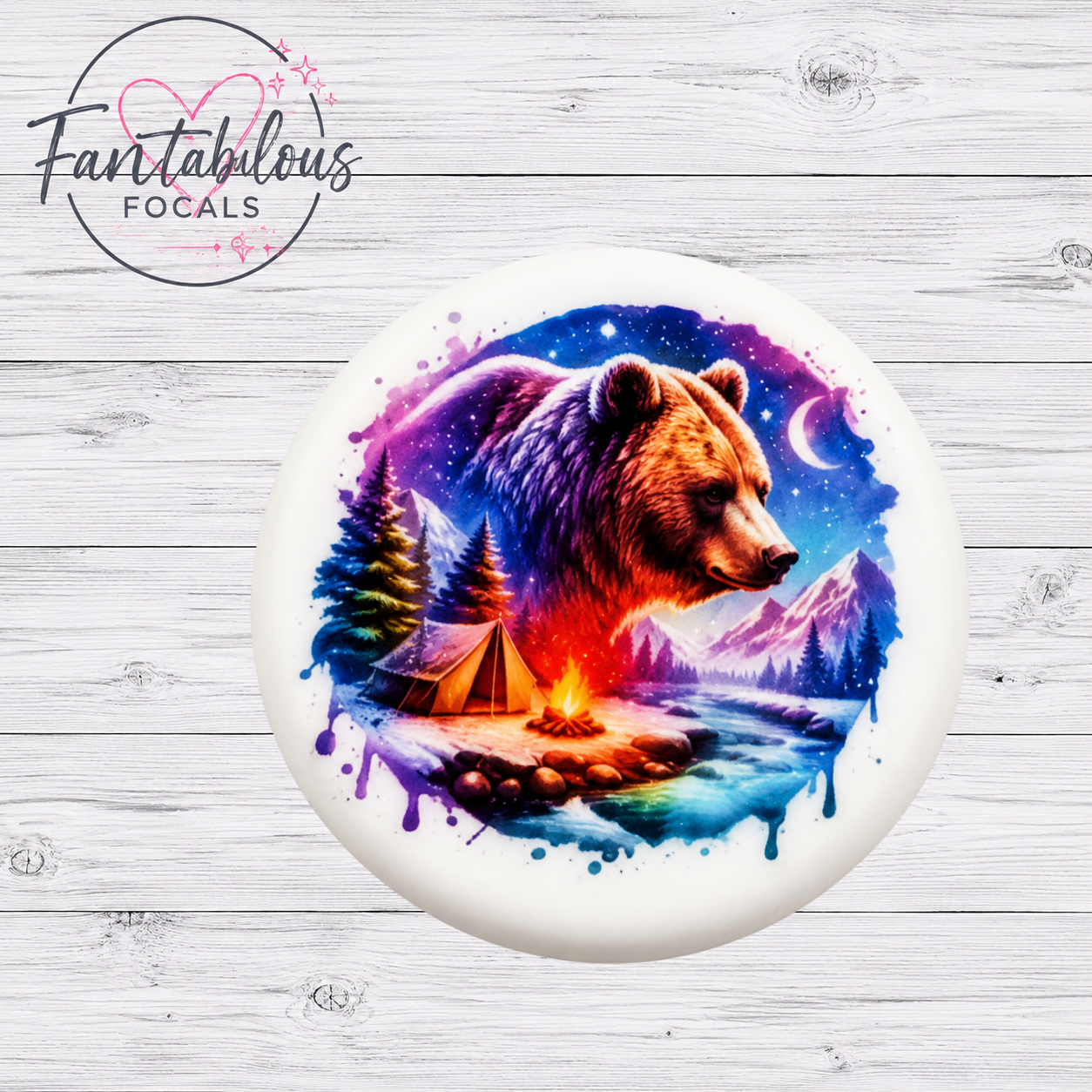 Bear Camping Silicone Focal Bead