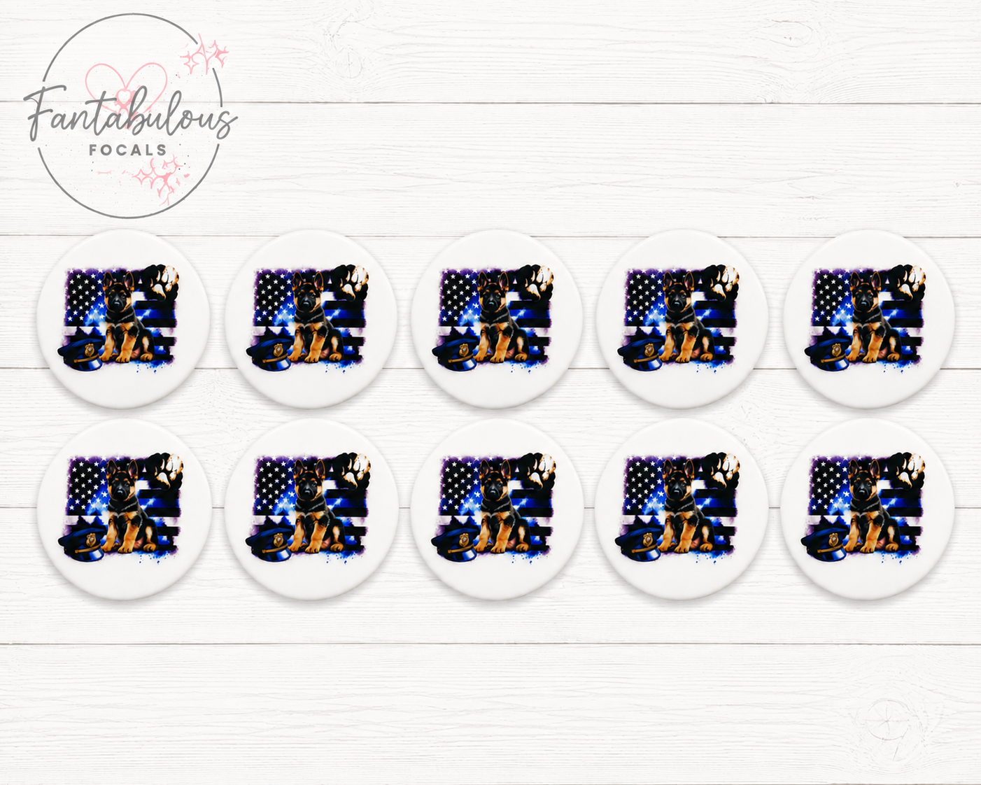30mm German Shepherd Police Puppy  Custom Silicone Focal Bead