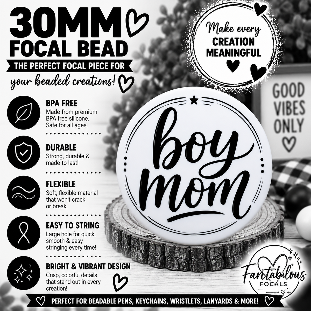 Boy Mom Focal Bead