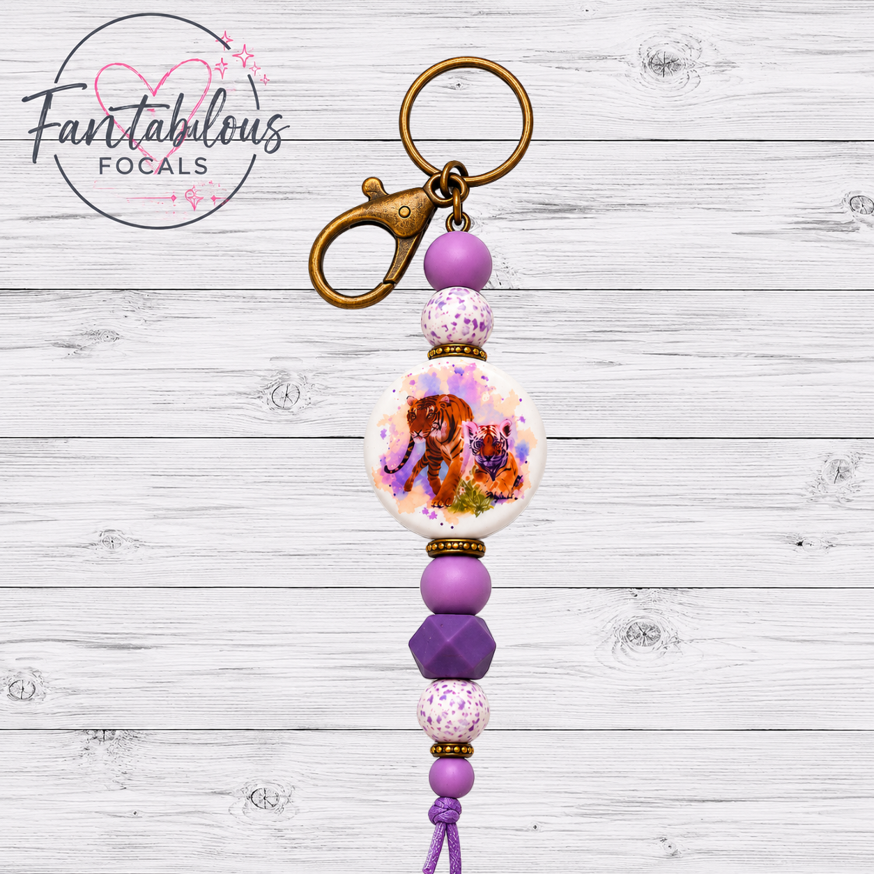 30MM Mama & Baby Tiger Silicone Focal Bead