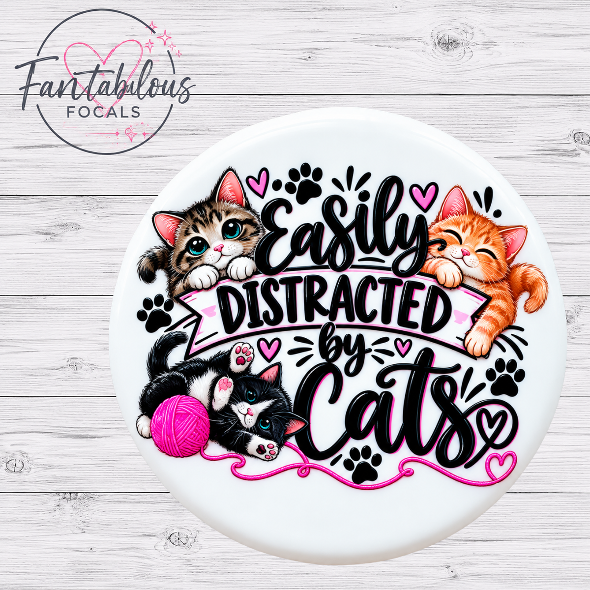 Easily Distracted by Cats Silicone Focal Bead