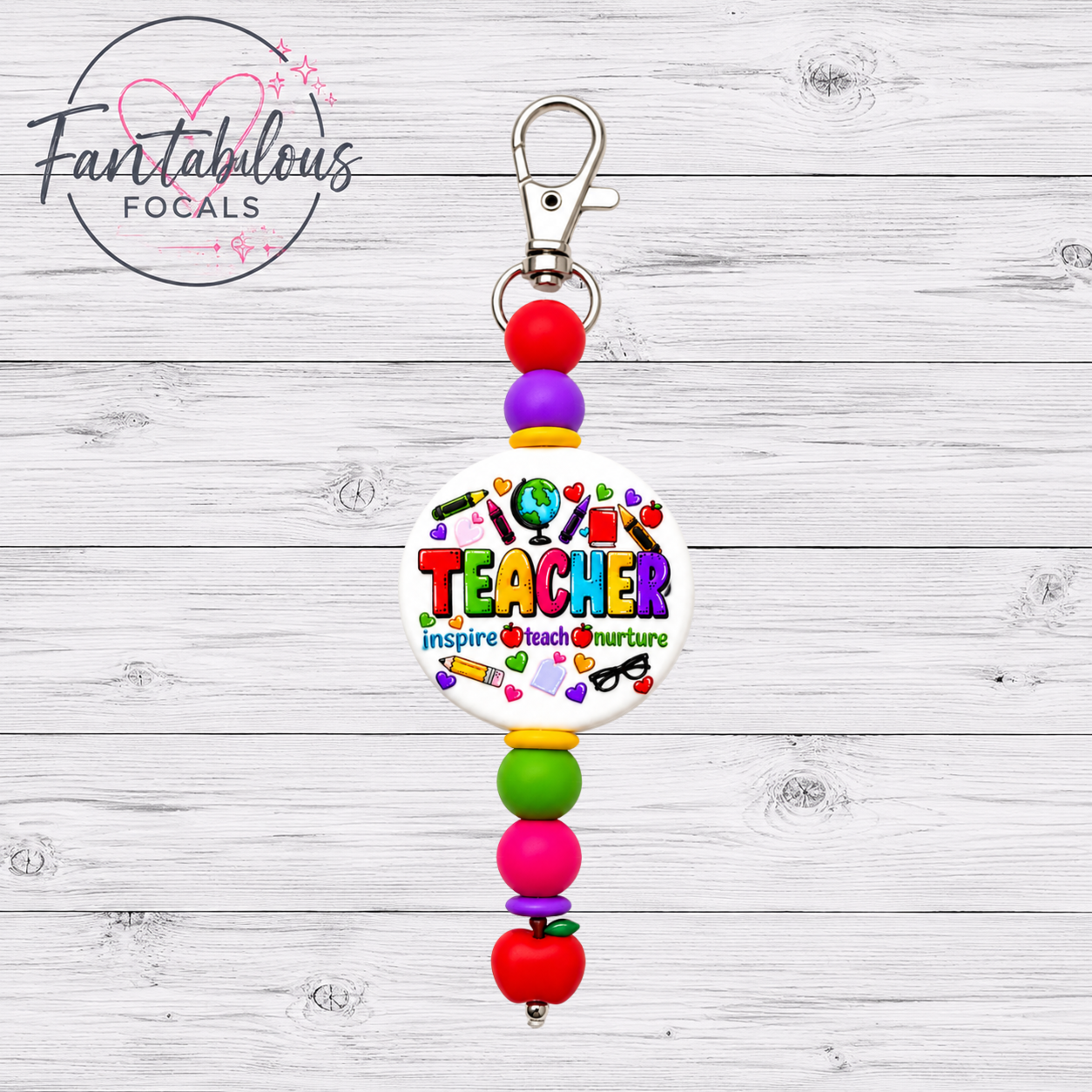 30mm Teacher Custom Silicone Focal Bead