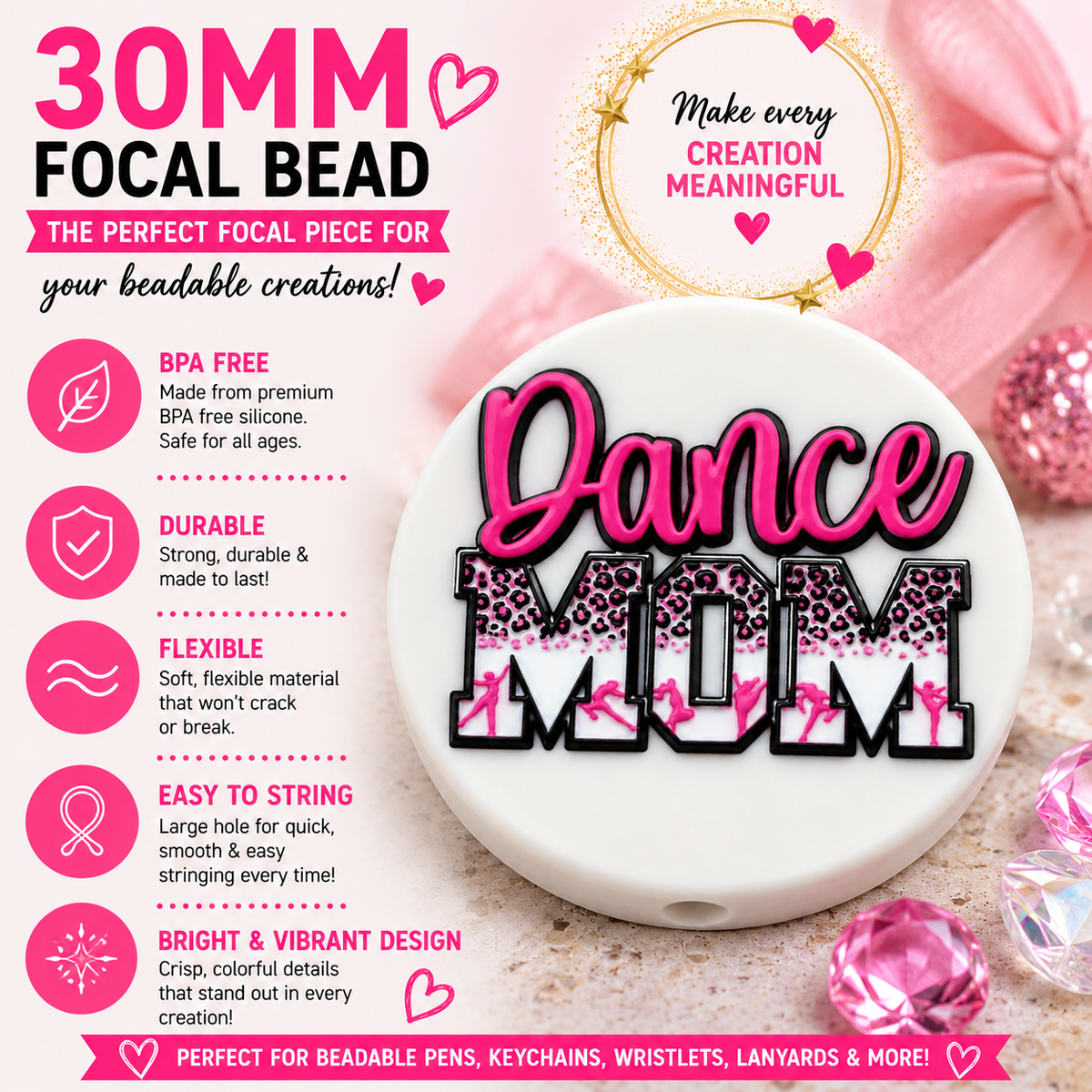 Dance Mom Silicone Focal Bead