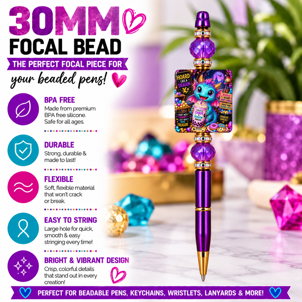 Hoard Like a Dragon Silicone Focal Bead