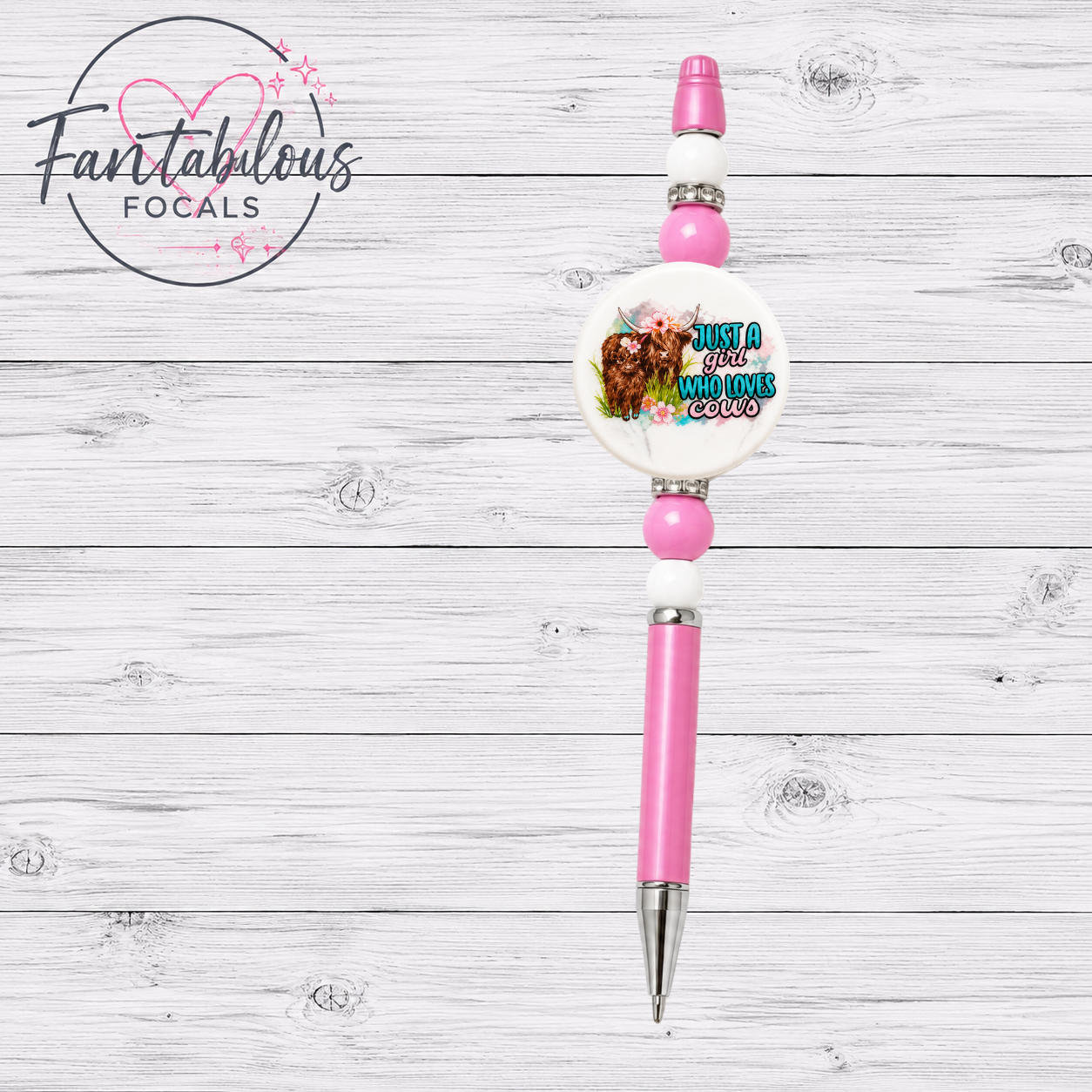 30MM Just A Girl Who Loves Cows Silicone Focal Bead