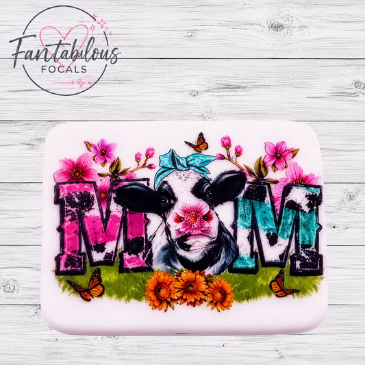30mm Cow Mom Silicone Focal Bead