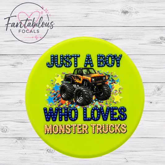 30MM Just A Boy Who Loves Monster Trucks Silicone Focal Bead