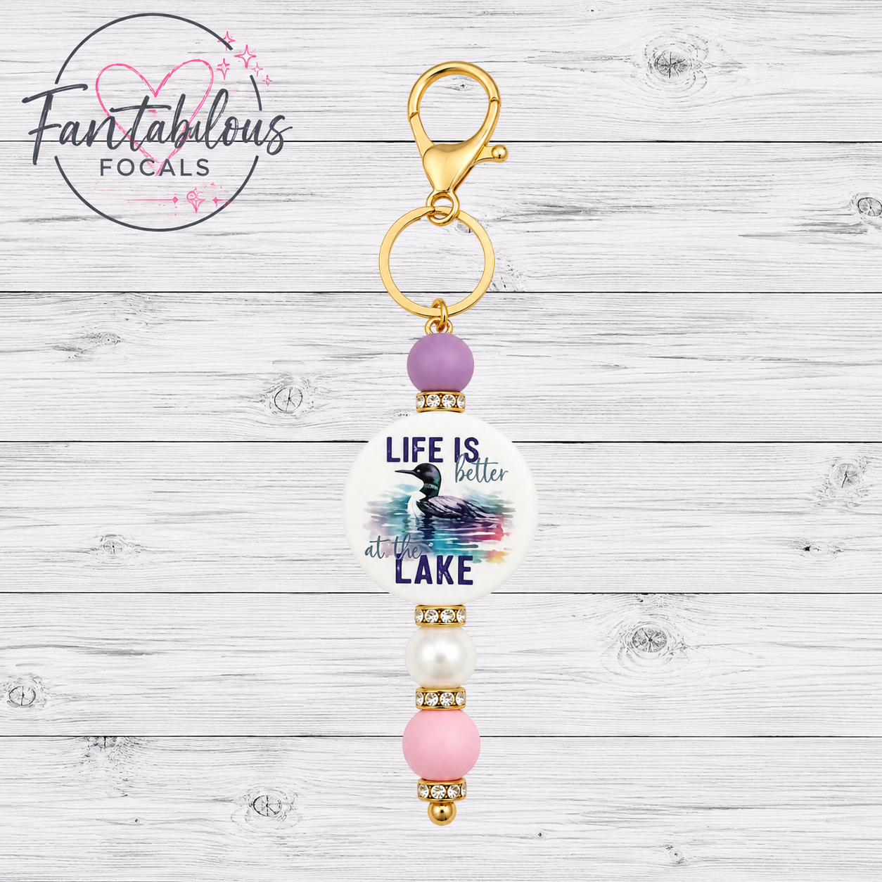 30mm Life is Better at the Lake Custom Silicone Focal Bead