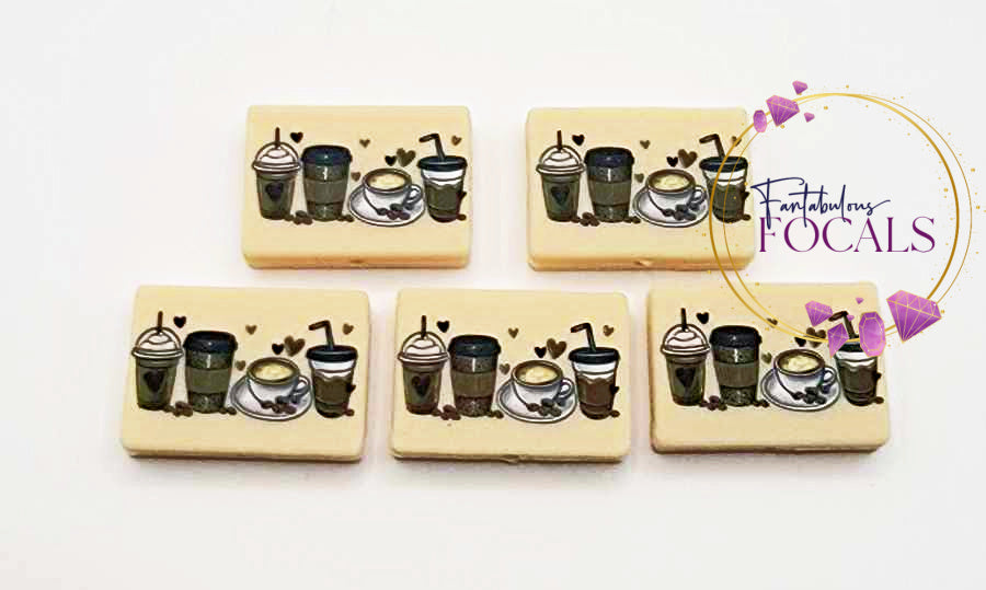 30mm “Coffee Cups” Custom Silicone Focal Bead