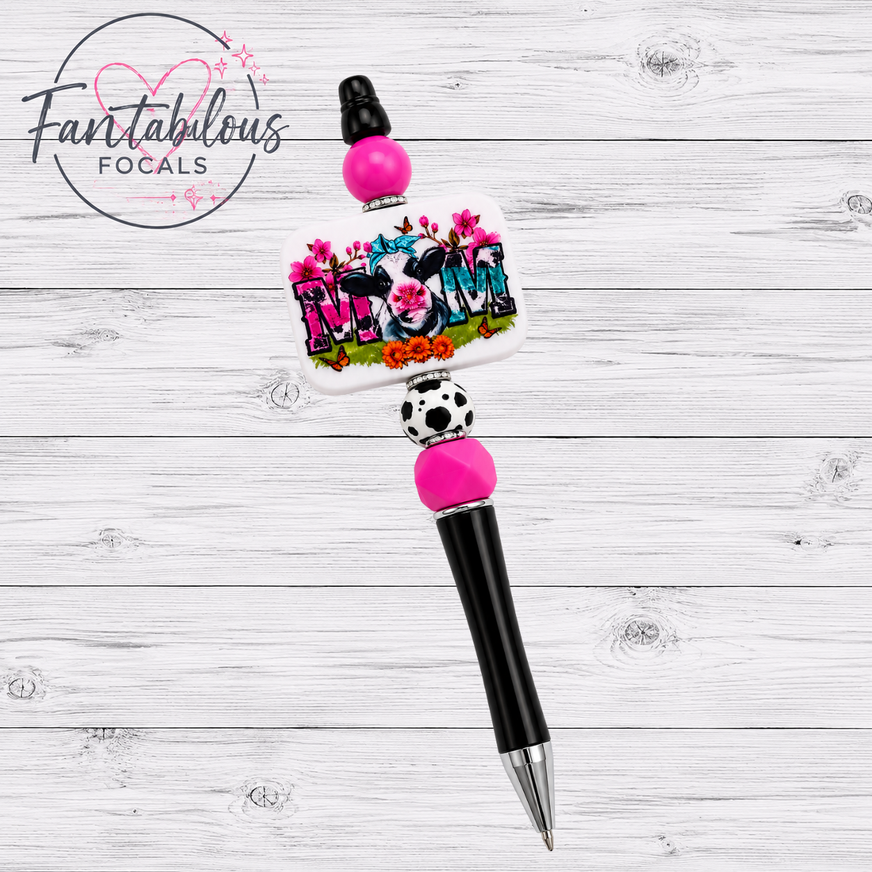 30mm Cow Mom Silicone Focal Bead