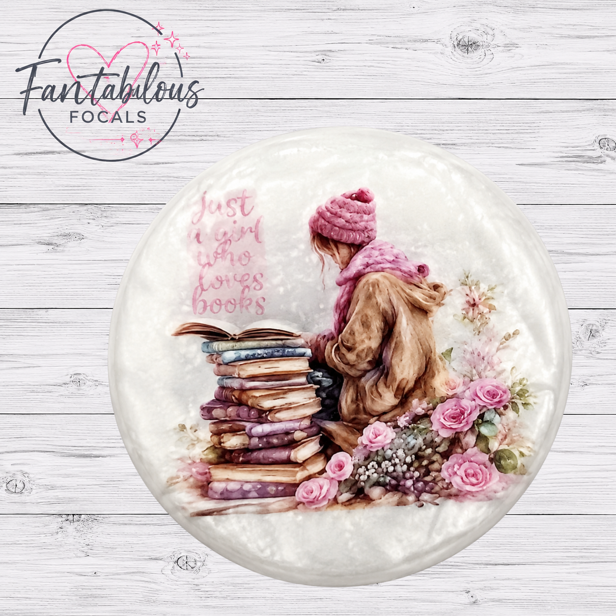 30mm Just a Girl Who Loves Books Custom Silicone Focal Bead