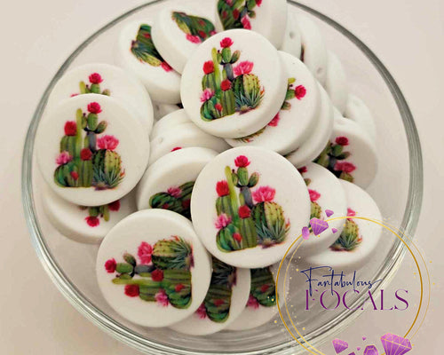 30mm “Desert Flower Cactus” Custom Exclusive Silicone Focal Bead