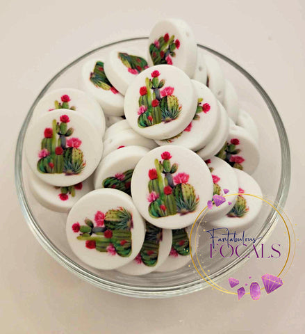 30mm “Desert Flower Cactus” Custom Exclusive Silicone Focal Bead