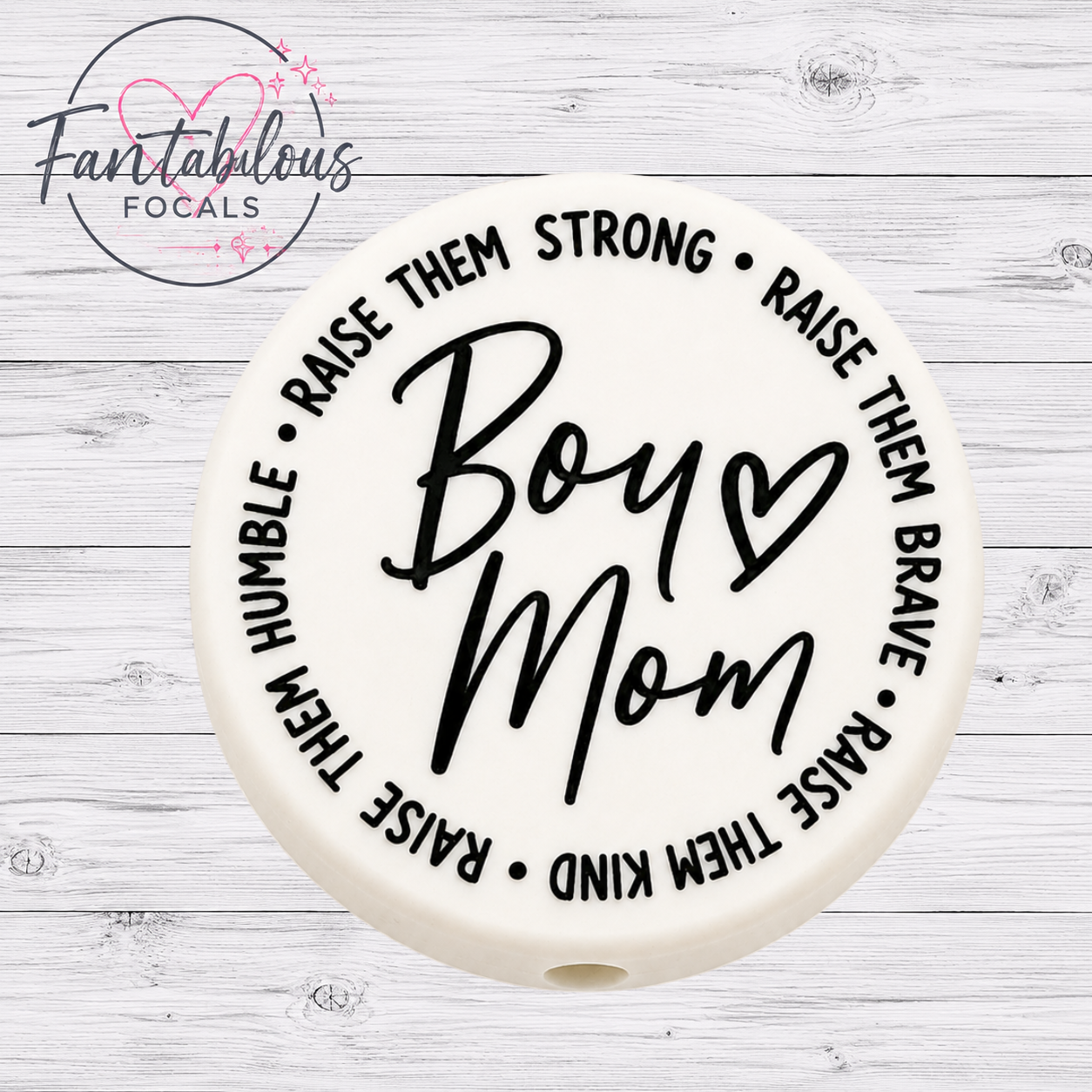 30MM Boy Mom Silicone Focal Bead