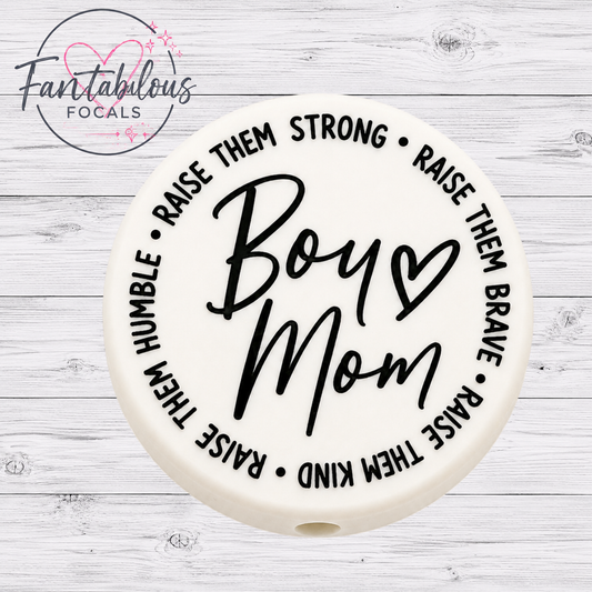 30MM Boy Mom Silicone Focal Bead