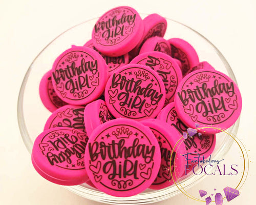 30mm “Birthday Girl” Custom Exclusive Silicone Focal Bead