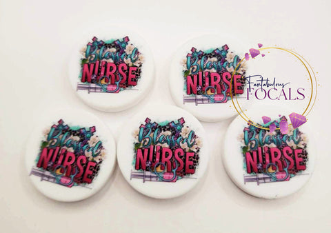 30mm “Blessed Nurse” Custom Exclusive Silicone Focal Bead