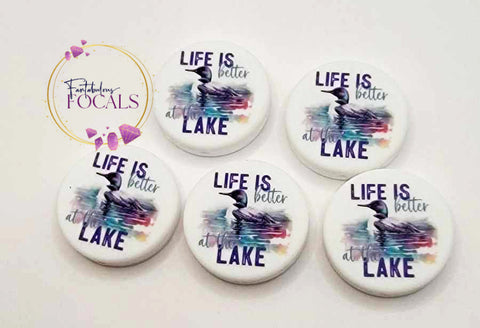 30mm “Life is Better at the Lake” Custom Exclusive Silicone Focal Bead