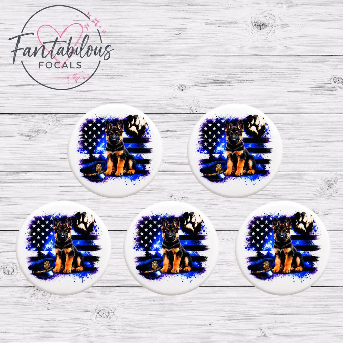 30mm German Shepherd Police Puppy  Custom Silicone Focal Bead