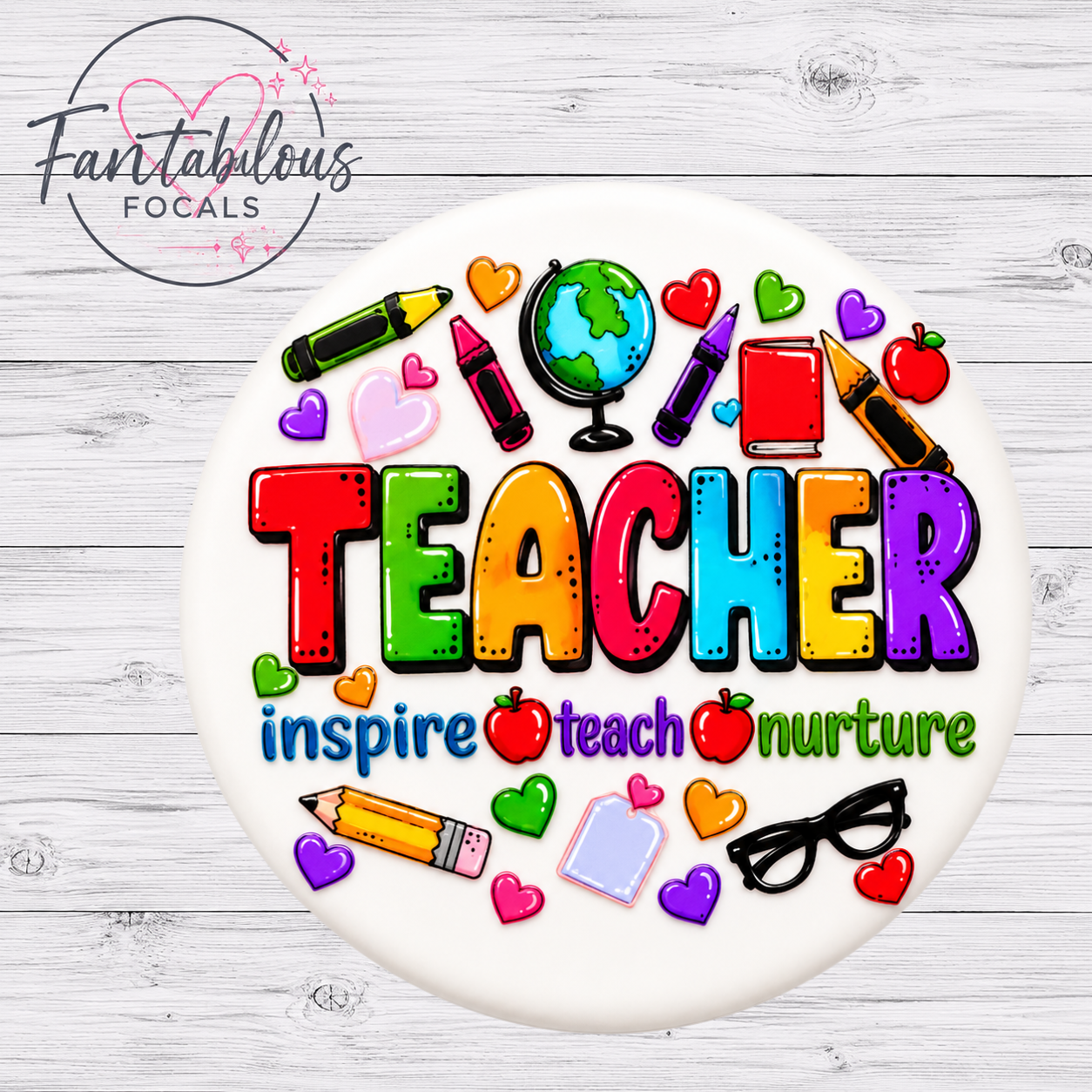 30mm Teacher Custom Silicone Focal Bead